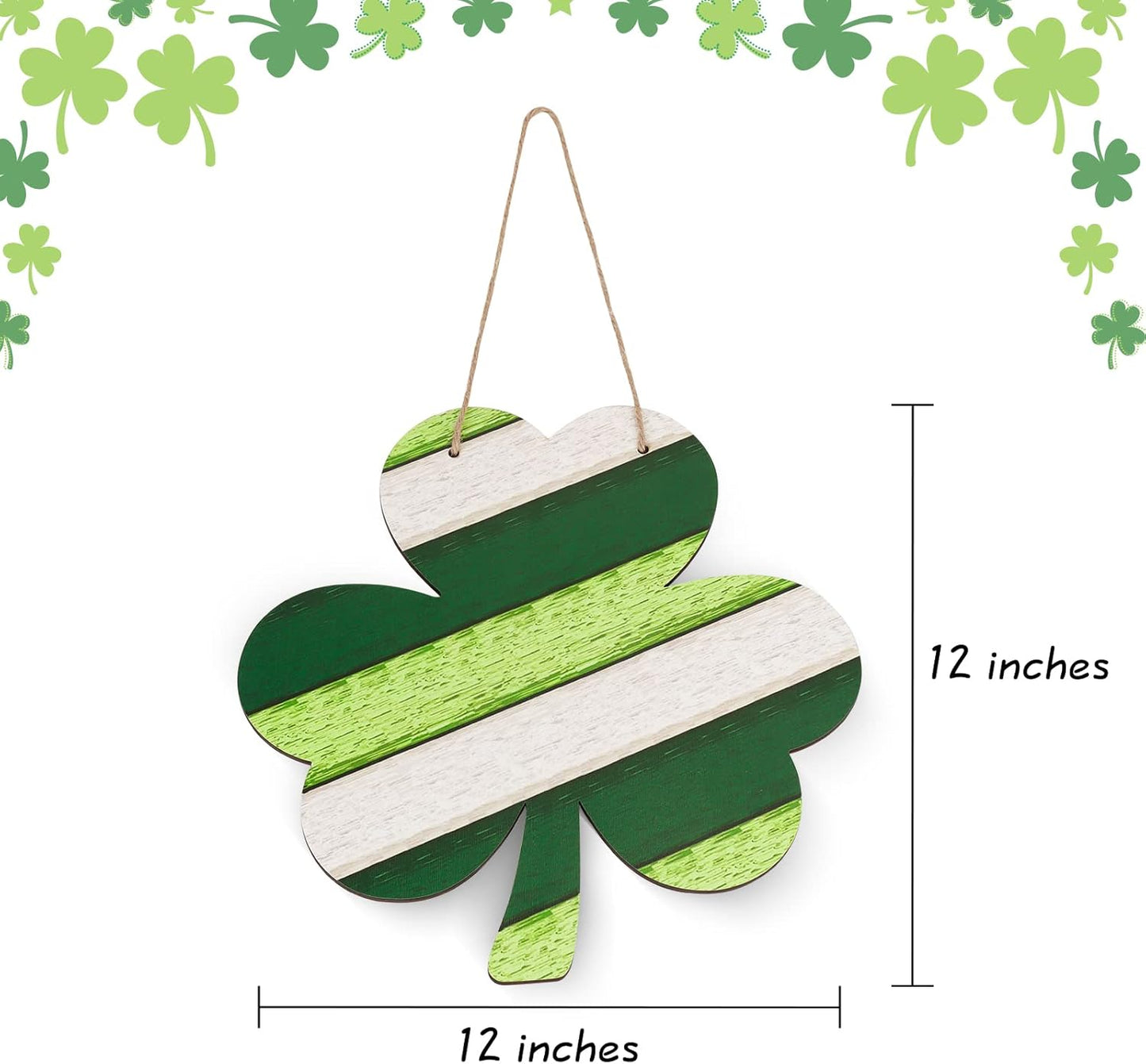 St. Patrick’s Day Shamrock Wooden Sign – Hanging Decoration for Front Door & Wall