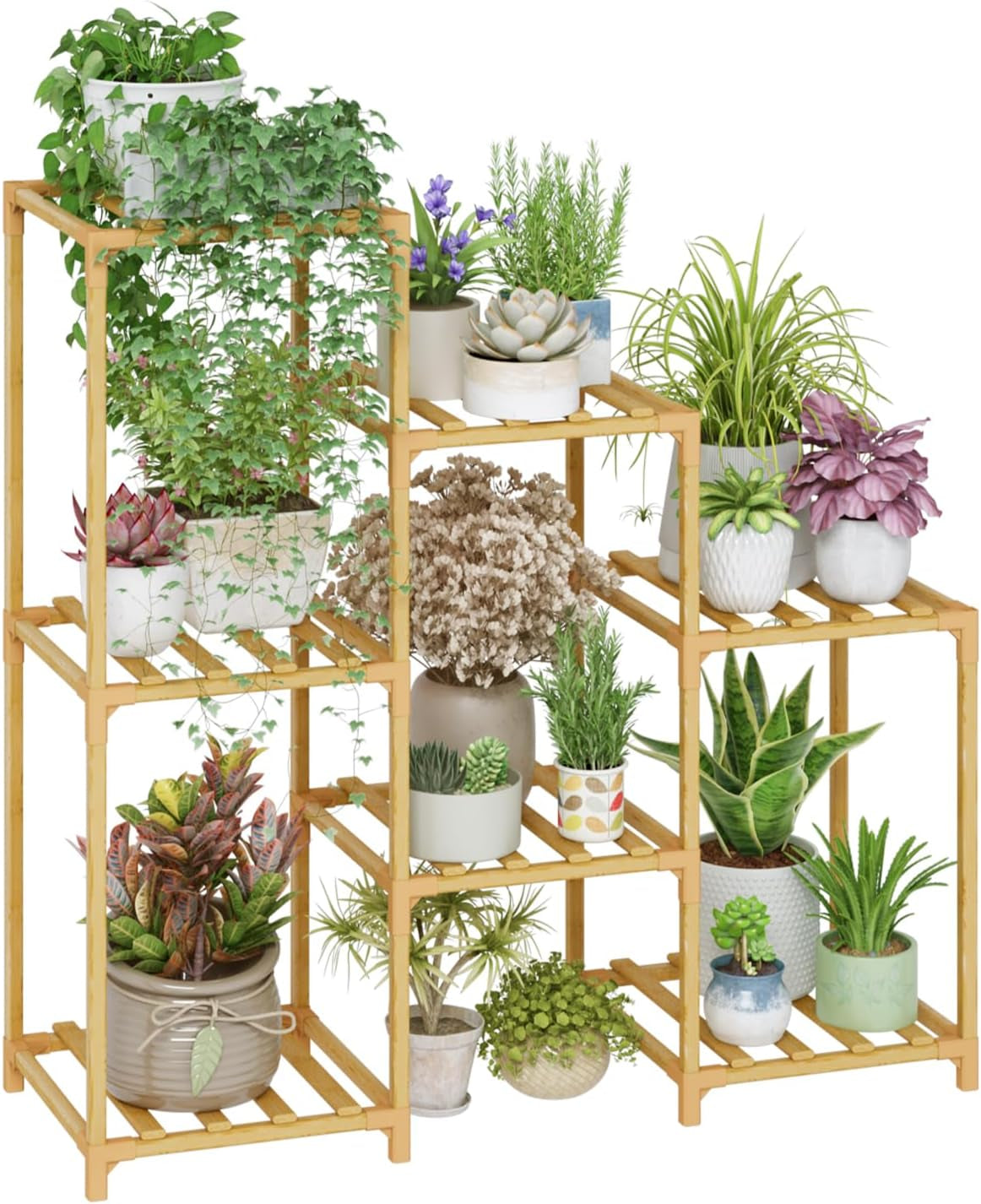 Wood Plant Stand – Indoor & Outdoor Multi-Tier Plant Shelf for Garden & Home Décor