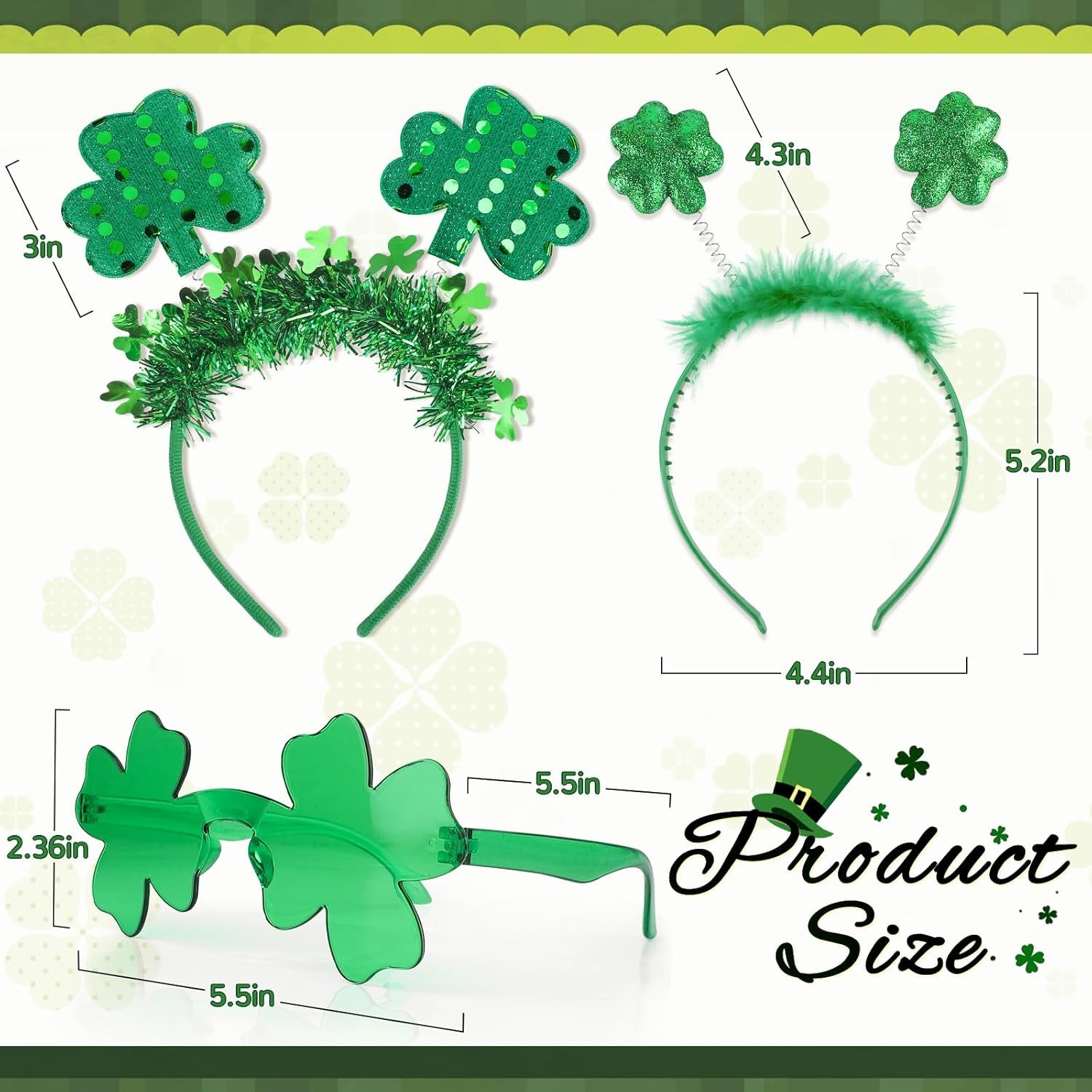 🍀 St. Patrick’s Day Headbands & Shamrock Sunglasses Set – 8-Piece Party Pack! 🍀