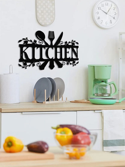 Rustic Metal Kitchen Wall Sign – 14" x 8.8" Black Country Farmhouse Décor