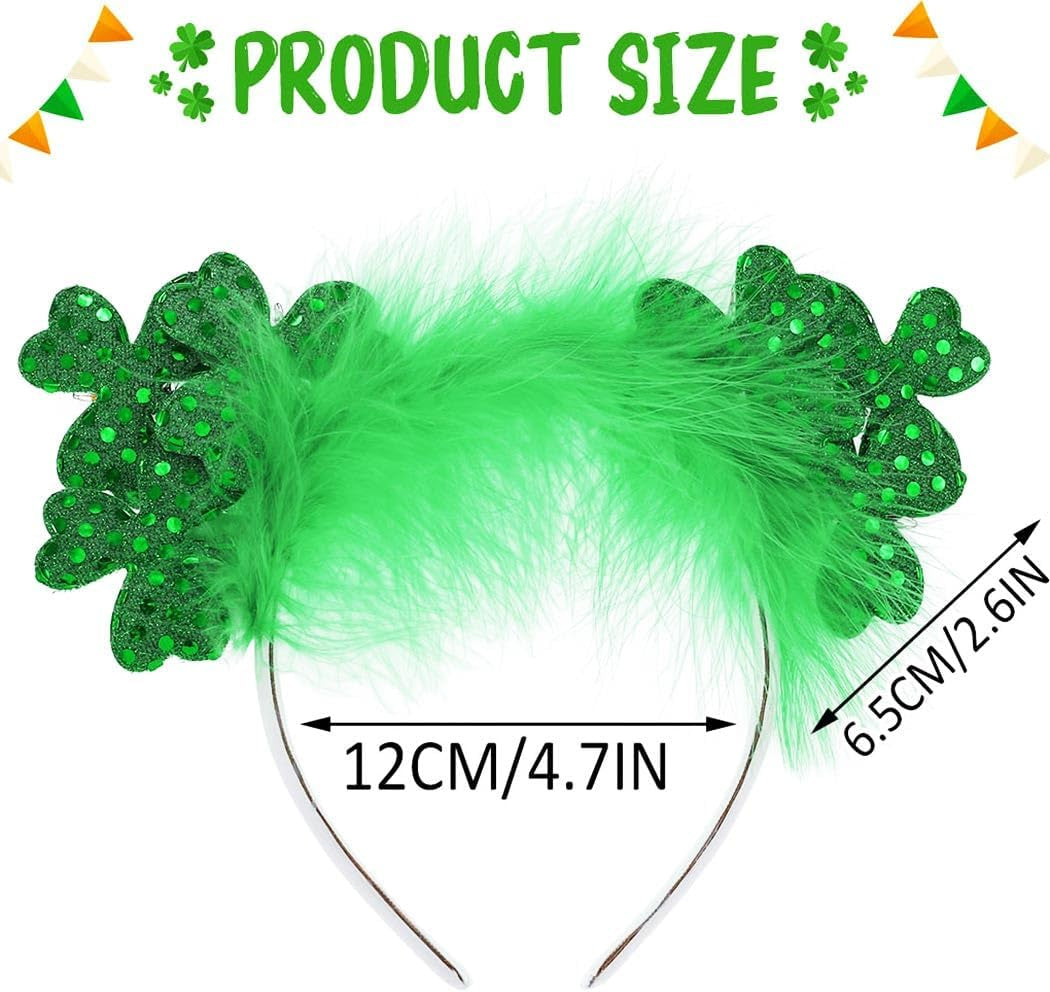 Glow Up for St. Patrick’s Day! 🍀 LED Shamrock Headband with Green Feathers & Cat Ears – Festive & Fun Hair Accessory!