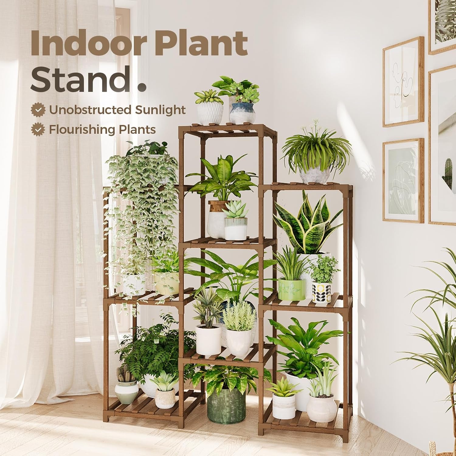 Wood Plant Stand – Indoor & Outdoor Multi-Tier Plant Shelf for Garden & Home Décor