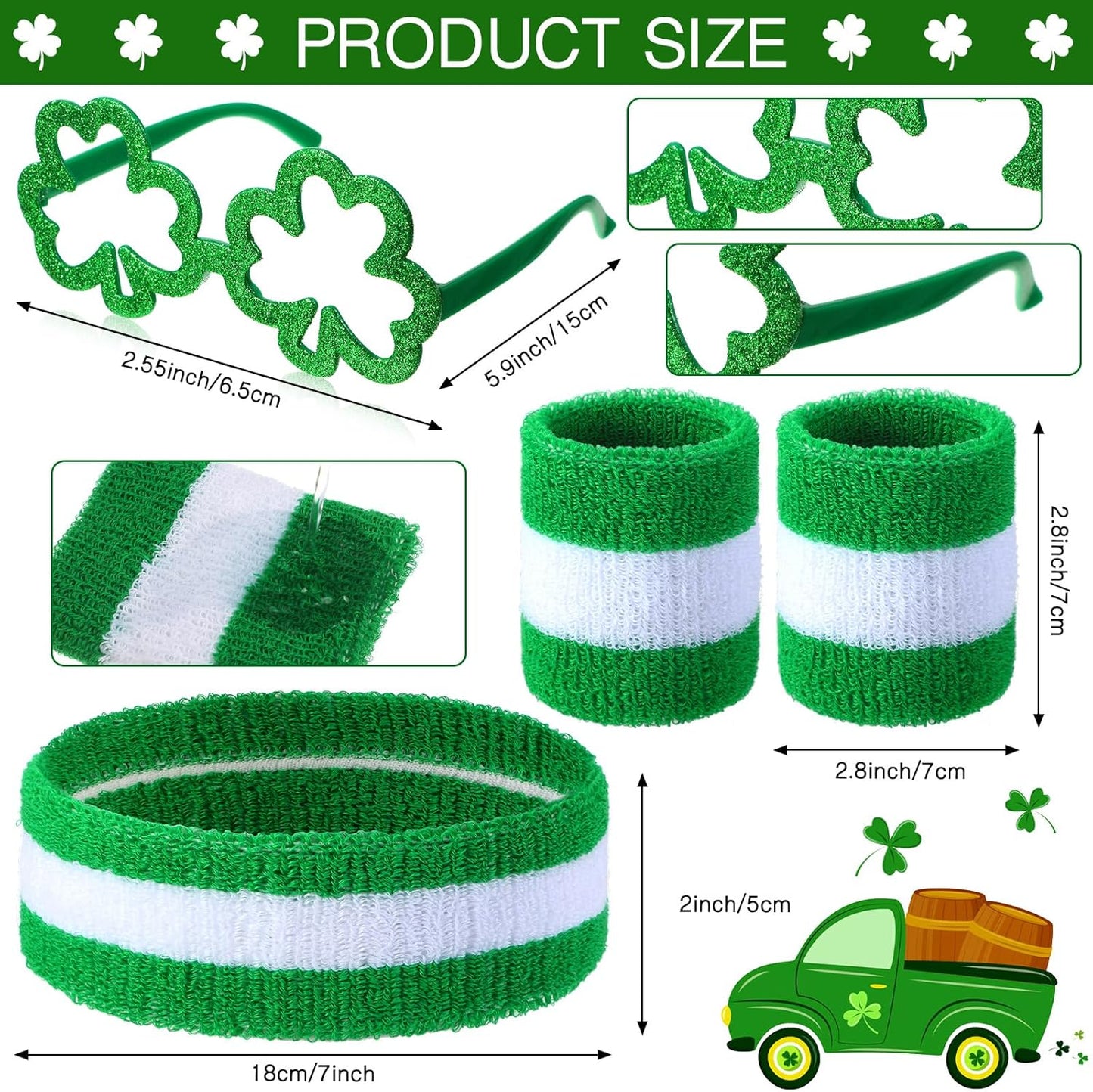 10 Pcs St. Patrick'S Day Fanny Pack Shamrocks Belt Bag Fanny Pack with Suspenders Drink Holder Headband Wristband
