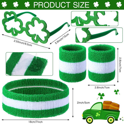 10 Pcs St. Patrick'S Day Fanny Pack Shamrocks Belt Bag Fanny Pack with Suspenders Drink Holder Headband Wristband