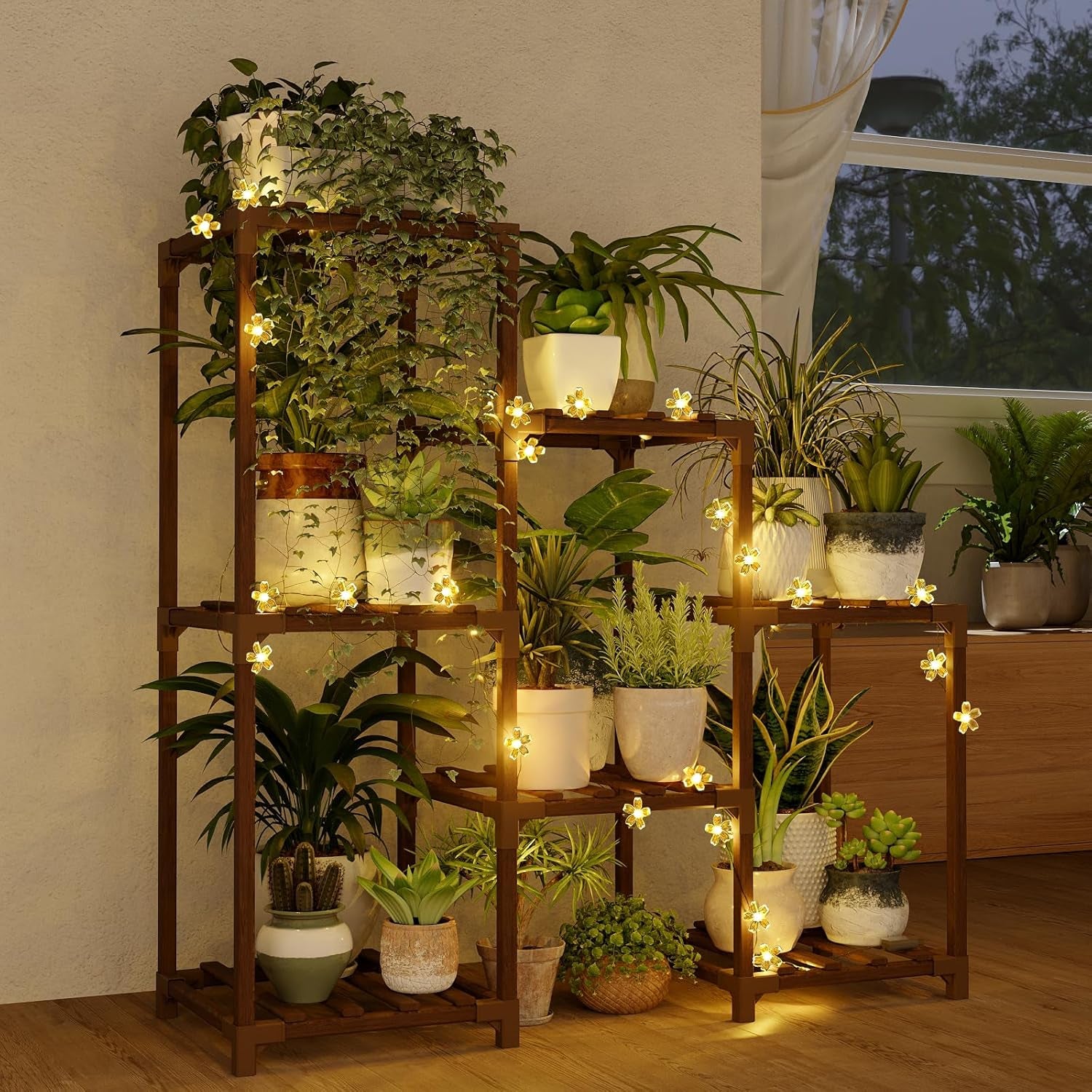Wood Plant Stand – Indoor & Outdoor Multi-Tier Plant Shelf for Garden & Home Décor