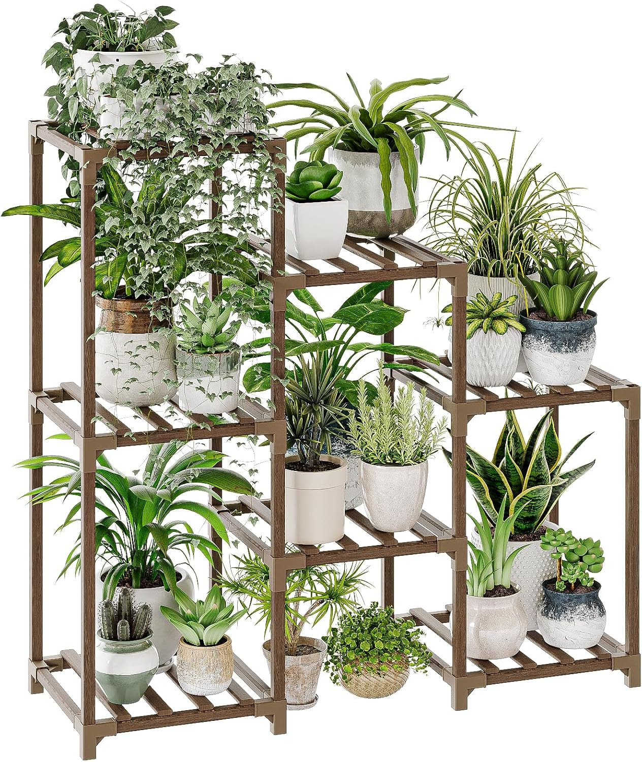 Wood Plant Stand – Indoor & Outdoor Multi-Tier Plant Shelf for Garden & Home Décor