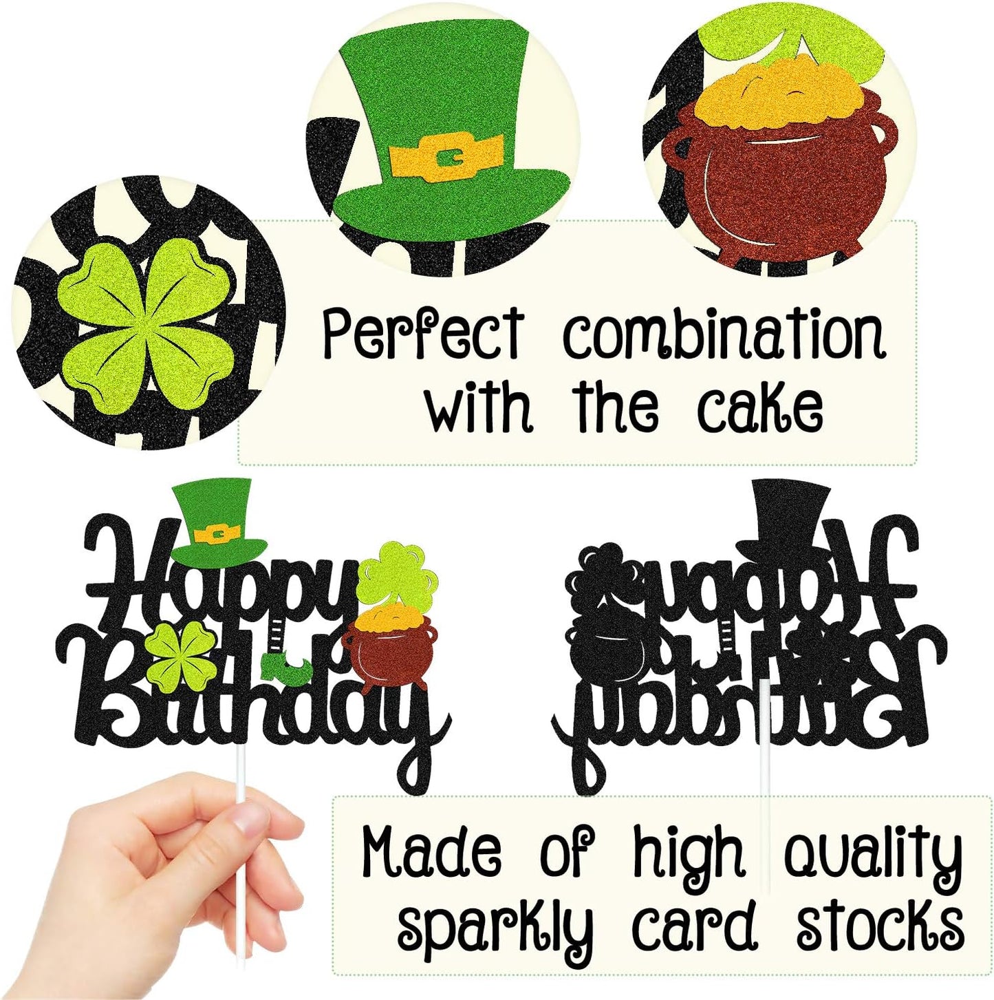 St Patricks Day Birthday Cake Topper Lucky Day Four Leaf Clover Shamrock Irish Themed Smash Decorations
