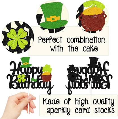 St Patricks Day Birthday Cake Topper Lucky Day Four Leaf Clover Shamrock Irish Themed Smash Decorations