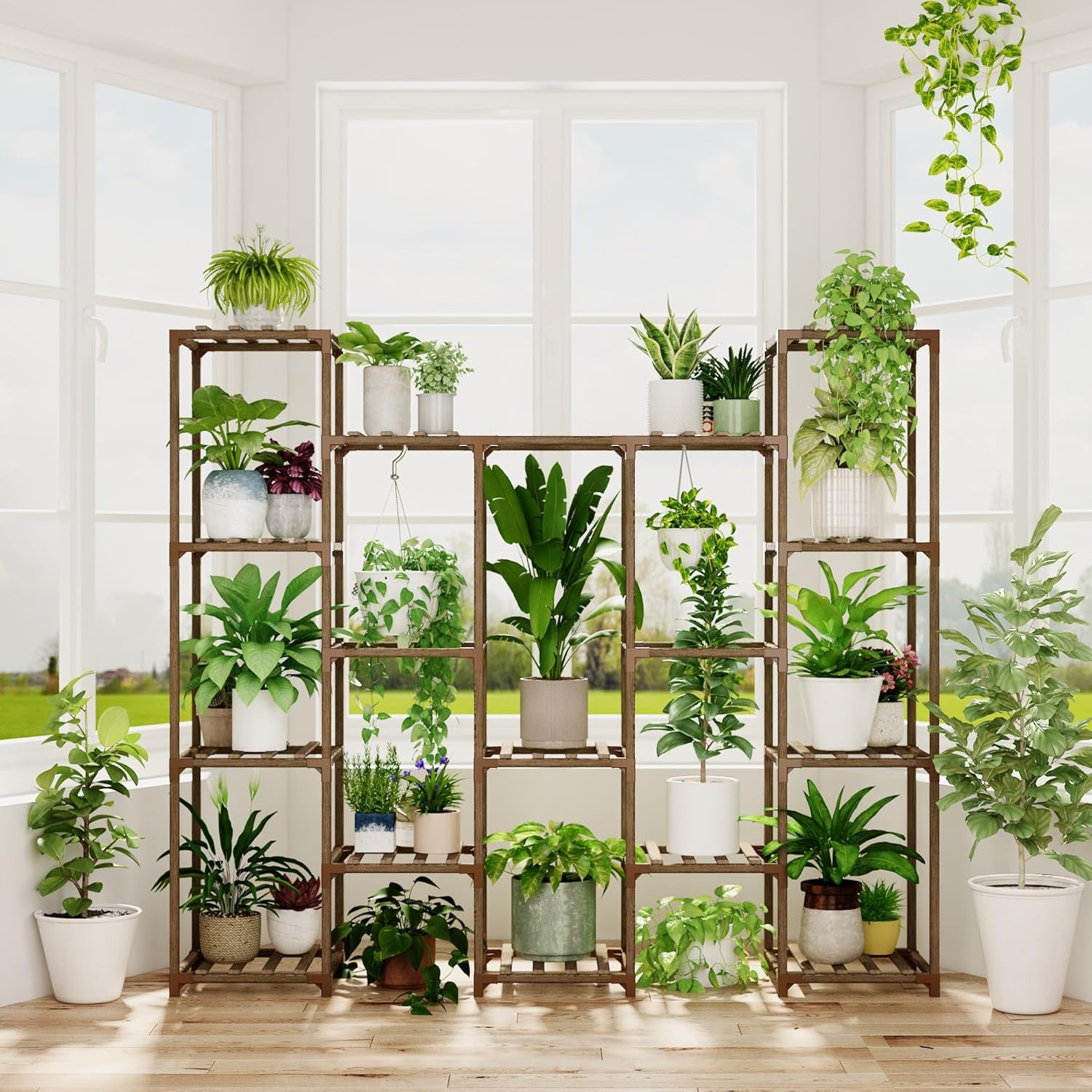 Wood Plant Stand – Indoor & Outdoor Multi-Tier Plant Shelf for Garden & Home Décor