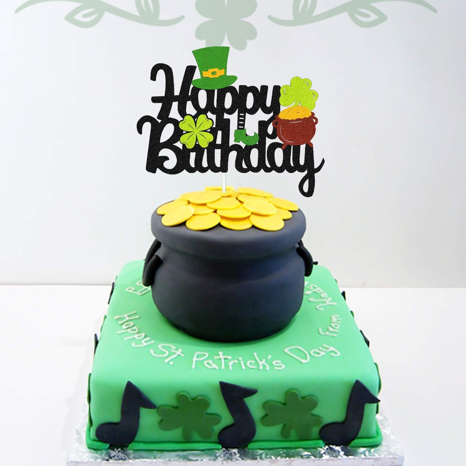 St Patricks Day Birthday Cake Topper Lucky Day Four Leaf Clover Shamrock Irish Themed Smash Decorations