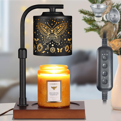 Dimmable Candle Warmer Lamp with Timer Electric Wax Melt Warmers Light Adjustable Height for Jar Scented Candles for Home Offices Decor Mother'S Day Birthday Gifts for Women Mom Grandma(Butterfly-01)