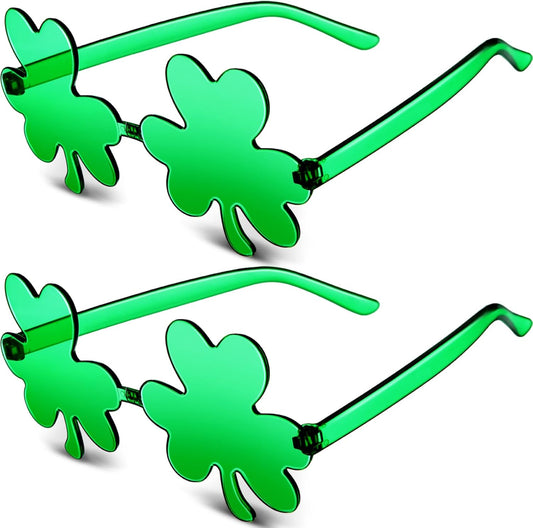 2 Pairs St. Patrick'S Day Shamrock Sunglasses Green Leprechaun Outfit Accessories Party Favor for Women Men