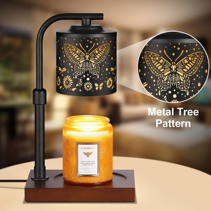 Dimmable Candle Warmer Lamp with Timer Electric Wax Melt Warmers Light Adjustable Height for Jar Scented Candles for Home Offices Decor Mother'S Day Birthday Gifts for Women Mom Grandma(Butterfly-01)
