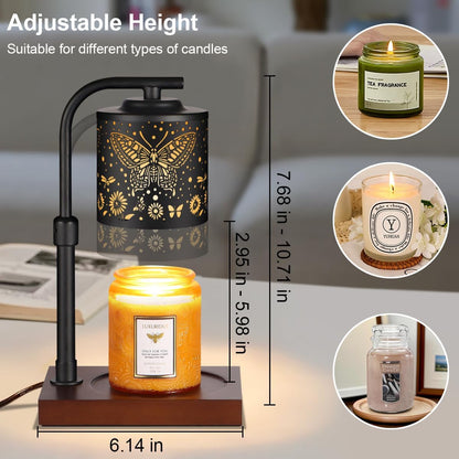 Dimmable Candle Warmer Lamp with Timer Electric Wax Melt Warmers Light Adjustable Height for Jar Scented Candles for Home Offices Decor Mother'S Day Birthday Gifts for Women Mom Grandma(Butterfly-01)