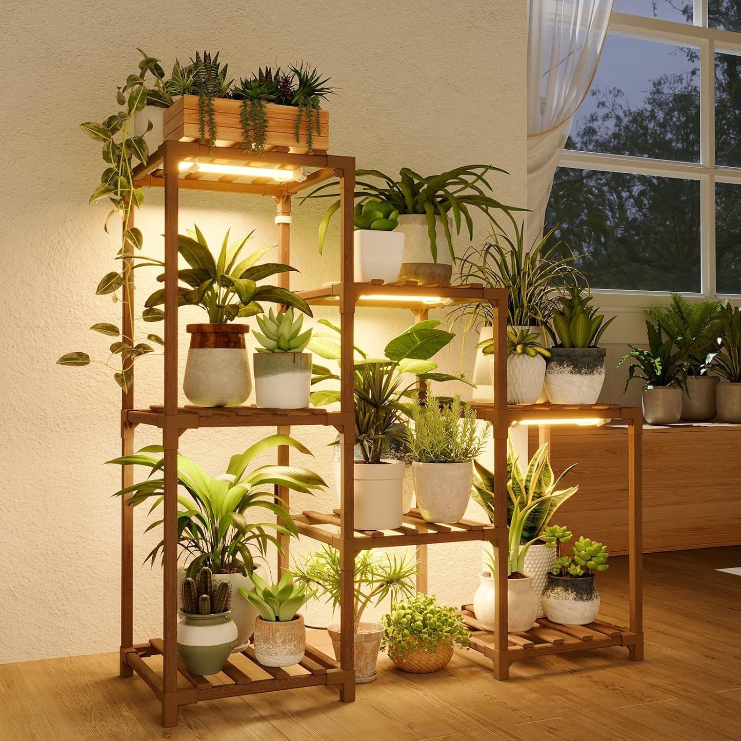 Wood Plant Stand – Indoor & Outdoor Multi-Tier Plant Shelf for Garden & Home Décor