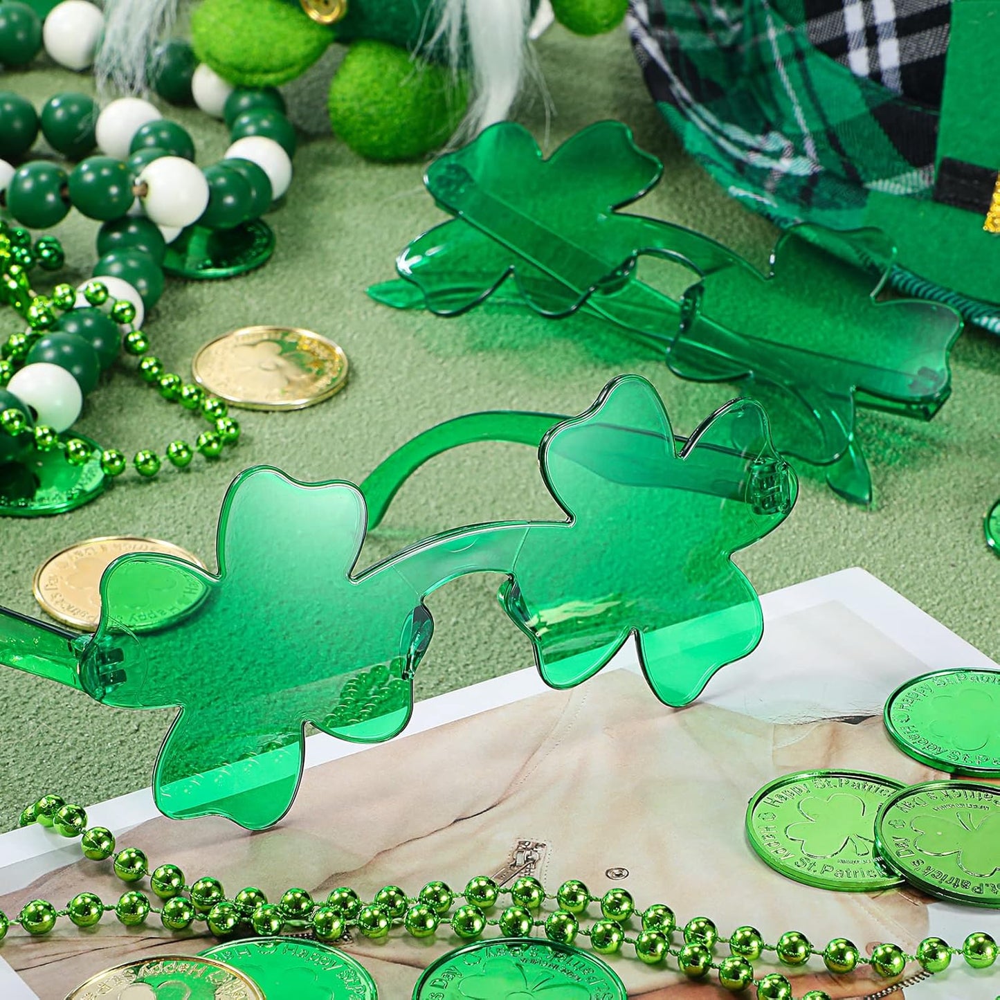2 Pairs St. Patrick'S Day Shamrock Sunglasses Green Leprechaun Outfit Accessories Party Favor for Women Men
