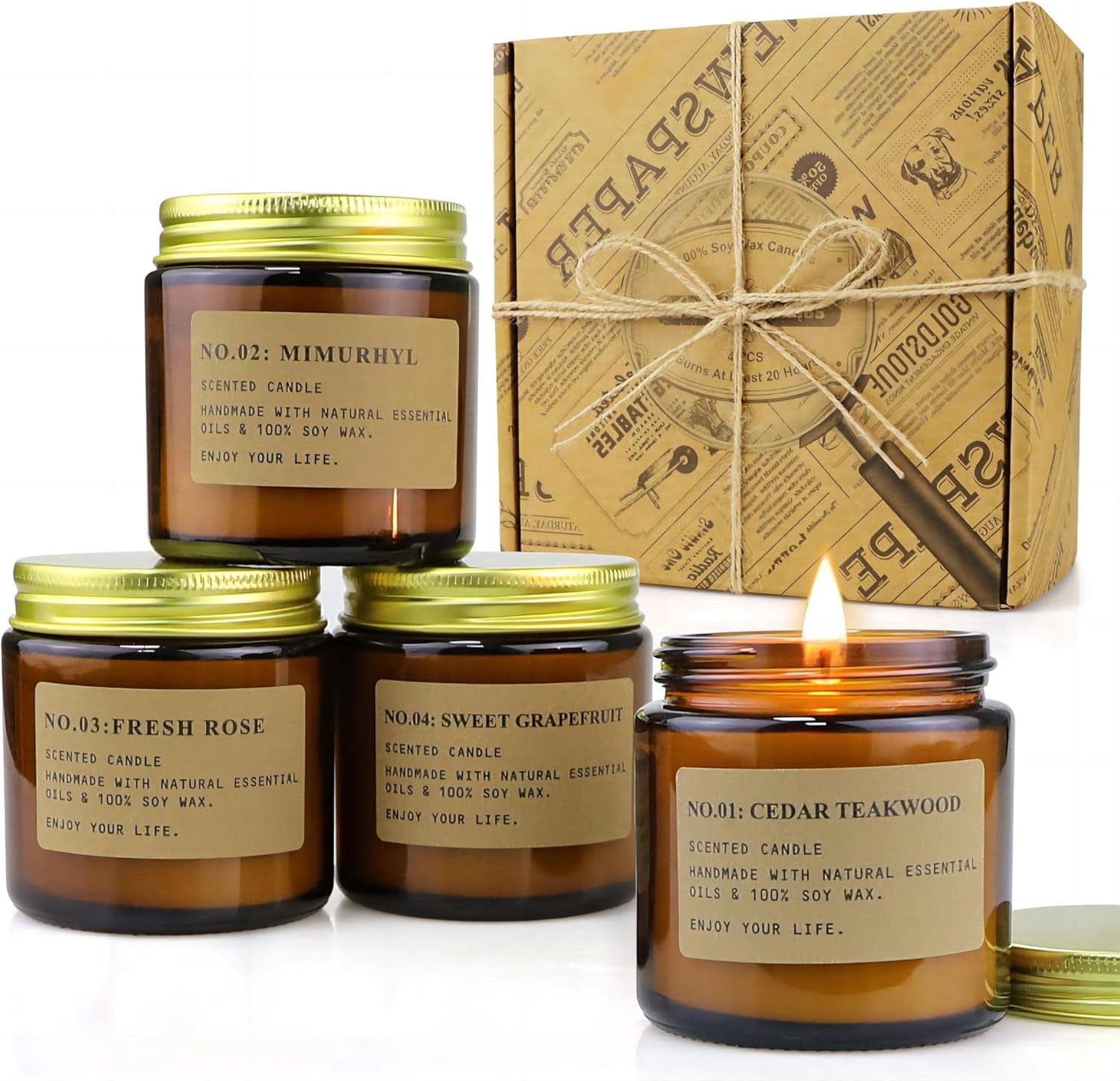 🕯️ 6-Pack Scented Aromatherapy Candle Gift Set – Amber Jar Soy Candles for Home & Gifting