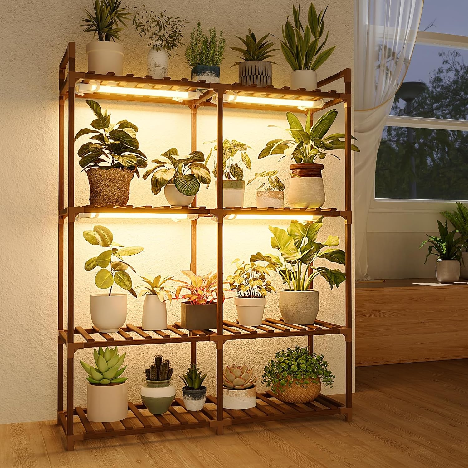 Wood Plant Stand – Indoor & Outdoor Multi-Tier Plant Shelf for Garden & Home Décor