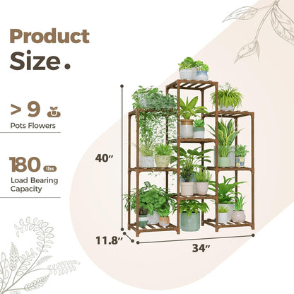 Wood Plant Stand – Indoor & Outdoor Multi-Tier Plant Shelf for Garden & Home Décor