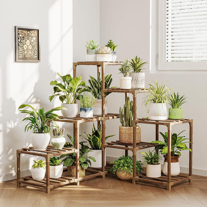 Wood Plant Stand – Indoor & Outdoor Multi-Tier Plant Shelf for Garden & Home Décor