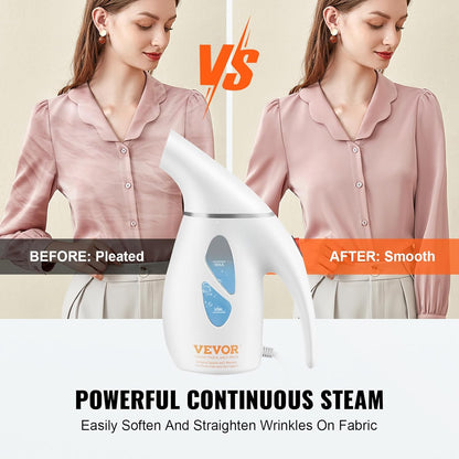 Portable Handheld Fabric Steamer, 900W Quick Heat Steamer for Clothes, Wrinkle Remover Clothing Iron Intelligent Controller & Auto-Off & Large Detachable Water Tank, with Gloves, 240Ml