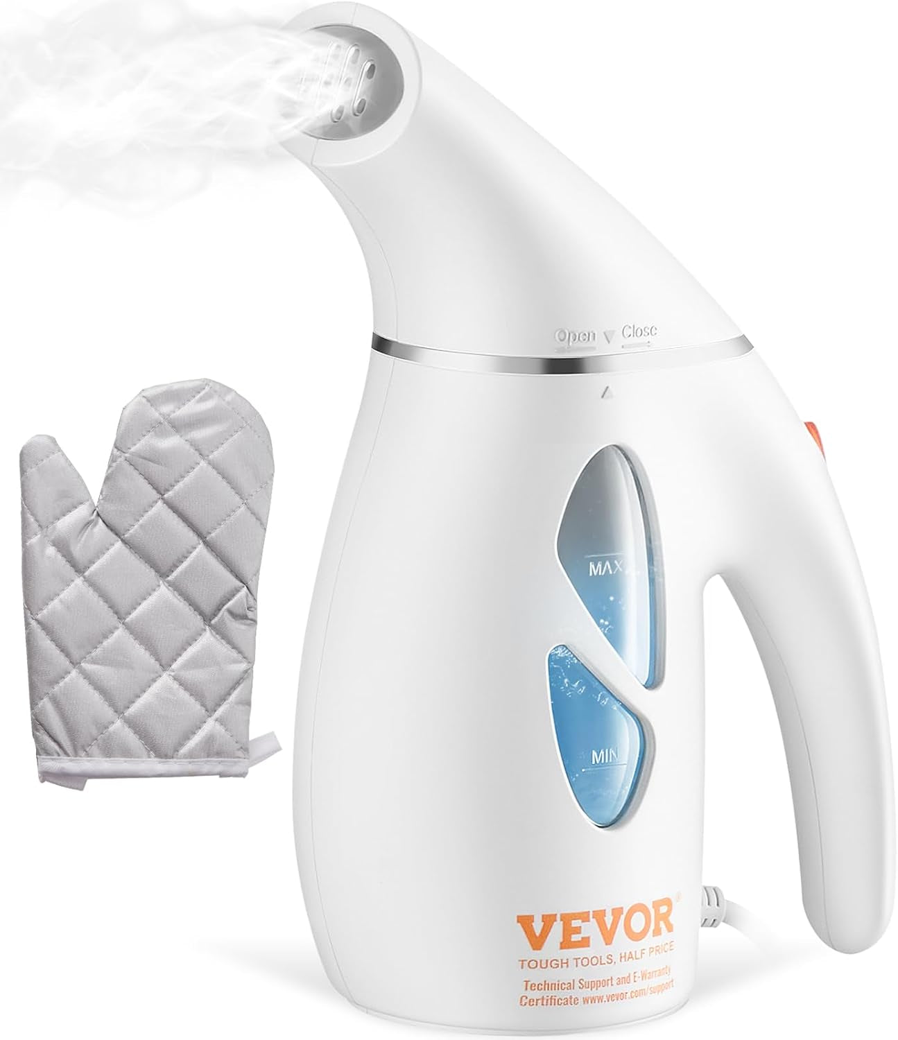 Portable Handheld Fabric Steamer, 900W Quick Heat Steamer for Clothes, Wrinkle Remover Clothing Iron Intelligent Controller & Auto-Off & Large Detachable Water Tank, with Gloves, 240Ml