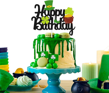 St Patricks Day Birthday Cake Topper Lucky Day Four Leaf Clover Shamrock Irish Themed Smash Decorations