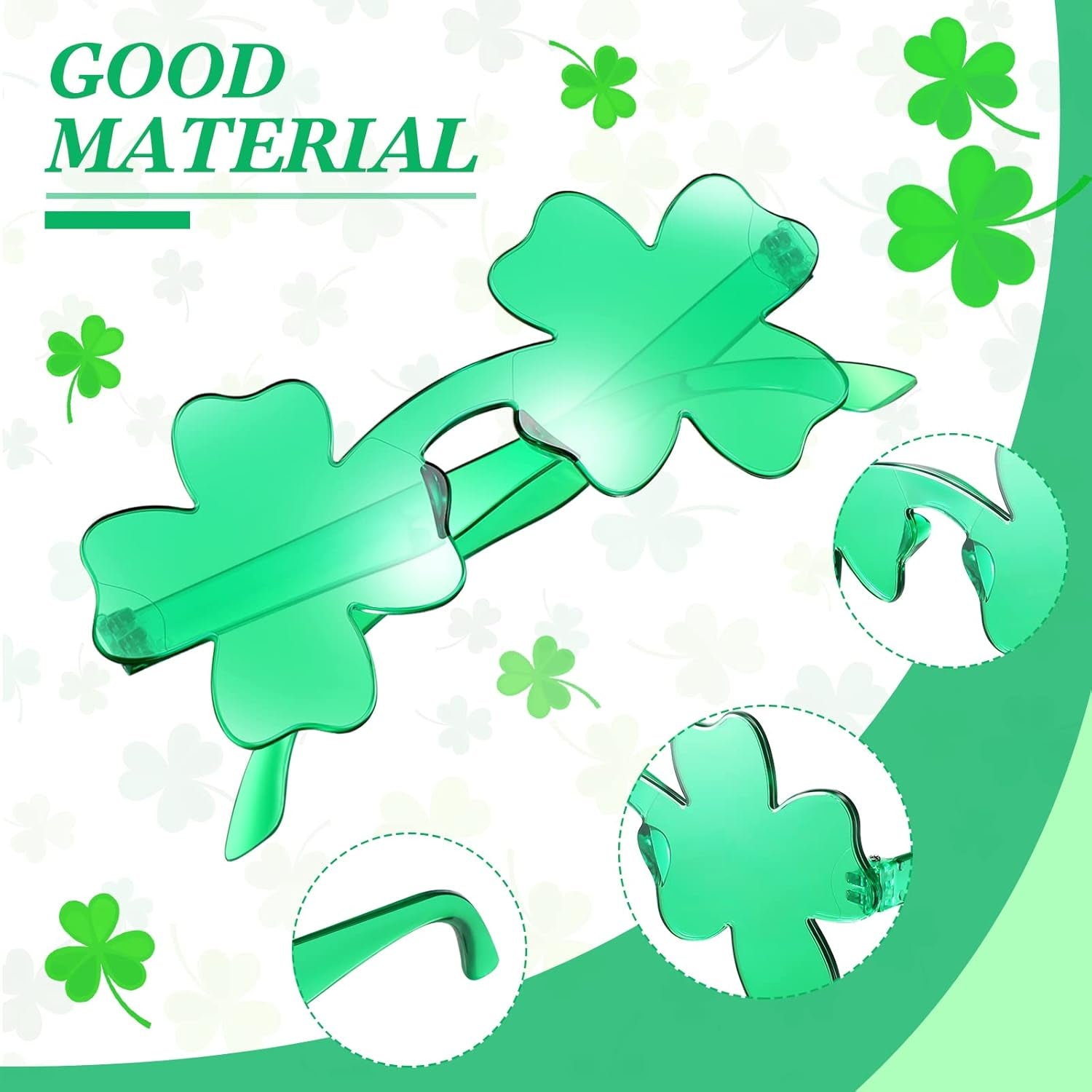 2 Pairs St. Patrick'S Day Shamrock Sunglasses Green Leprechaun Outfit Accessories Party Favor for Women Men