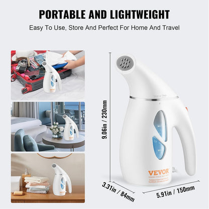 Portable Handheld Fabric Steamer, 900W Quick Heat Steamer for Clothes, Wrinkle Remover Clothing Iron Intelligent Controller & Auto-Off & Large Detachable Water Tank, with Gloves, 240Ml