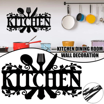 Rustic Metal Kitchen Wall Sign – 14" x 8.8" Black Country Farmhouse Décor