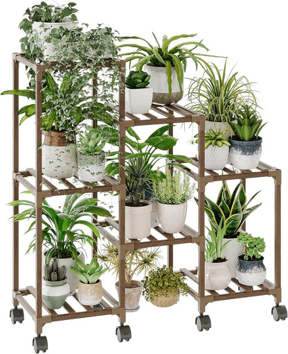 Wood Plant Stand – Indoor & Outdoor Multi-Tier Plant Shelf for Garden & Home Décor