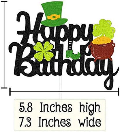 St Patricks Day Birthday Cake Topper Lucky Day Four Leaf Clover Shamrock Irish Themed Smash Decorations