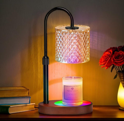 Candle Warmer Lamp with 8 Color LED & Timer | RGB Dimmable Wax Melt Warmer | Adjustable Height for All Scented Candles 