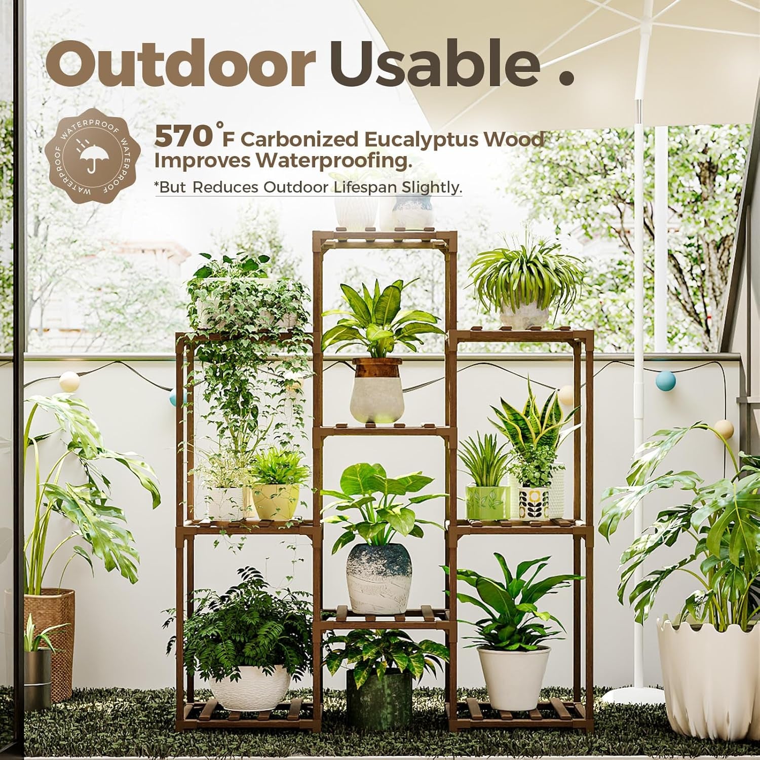 Wood Plant Stand – Indoor & Outdoor Multi-Tier Plant Shelf for Garden & Home Décor