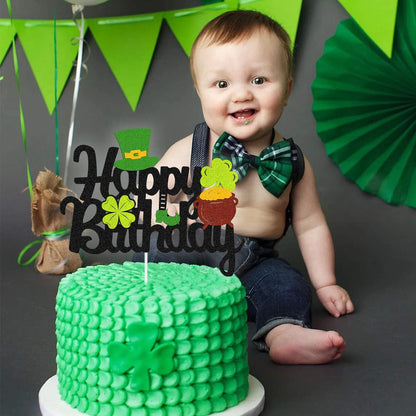 St Patricks Day Birthday Cake Topper Lucky Day Four Leaf Clover Shamrock Irish Themed Smash Decorations