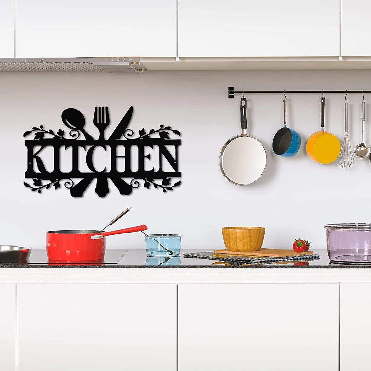 Rustic Metal Kitchen Wall Sign – 14" x 8.8" Black Country Farmhouse Décor