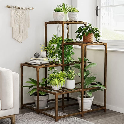 Wood Plant Stand – Indoor & Outdoor Multi-Tier Plant Shelf for Garden & Home Décor